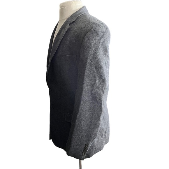 Ralph Lauren Grey Herringbone Tweed 2 Button Suit Jacket Sz 44R Wool Cashmere - Picture 5 of 12